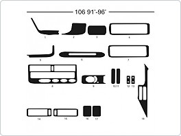 Dekor interiéru Peugeot 106, 1991-1996, AL hliník