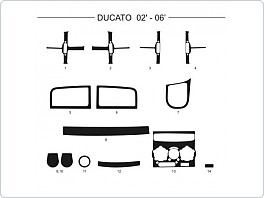 Dekor interiéru Fiat Ducato, 2002-2006, AL hliník