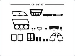 Dekor interiéru Peugeot 306, 1993-1997, AL hliník