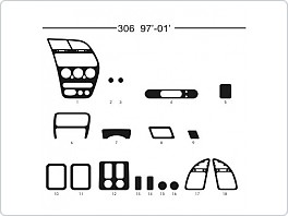 Dekor interiéru Peugeot 306, 1997-2001, carbon standart