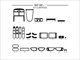 Dekor interiéru Peugeot 307, 2005- s klimatizací včetně climatronic, carbon standart