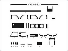 Dekor interiéru Peugeot 405, 1986-1992, AL hliník