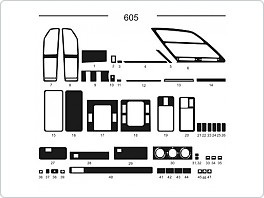 Dekor interiéru Peugeot 605, AL hliník