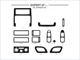 Dekor interiéru Peugeot Expert 2007-, s klimou i bez klimatizace, carbon plus