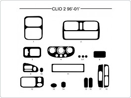 Dekor interiéru Renault Clio 1996-2001, černý