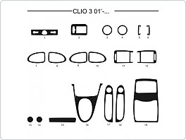 Dekor interiéru Renault Clio 2001-2004, carbon standart