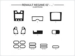 Dekor interiéru Renault Megane 2002- 2005 climatronic, AL hliník