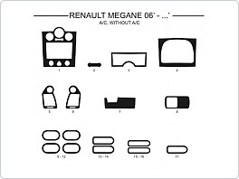 Dekor interiéru Renault Megane 2006- s i bez klimatizace, AL hliník