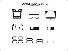 Dekor interiéru Renault Megane 2006- climatronic, světlý mahagon