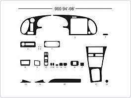 Dekor interiéru Saab 900, 1994-1998, carbon standart