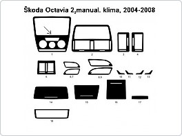 Dekor interieru Škoda Octavia 2, 2004-2008 manuální klimatizace, světlý mahagon