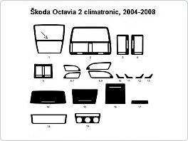 Dekor interieru Škoda Octavia 2, 2004-2008 climatronic, žlutý