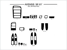 Dekor interiéru Toyota Avensis, 1998-2001, s klimatizací, bez klimatizace, carbon standart