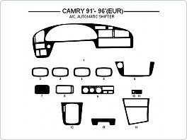 Dekor interiéru Toyota Camry, 1991-1996, evropská verze, manuální klima, automatické řazení, AL hliník