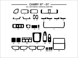 Dekor interiéru Toyota Camry, 1997-2001, s klimatizací, manuální i automatické řazení, AL hliník