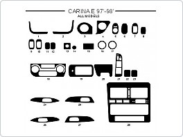 Dekor interiéru Toyota Carina E, 1997-1998, všechny modely, AL hliník