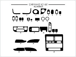 Dekor interiéru Toyota Carina E, 1992-1996, všechny modely, AL hliník