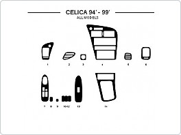 Dekor interiéru Toyota Celica 1994-1999, všechny modely, AL hliník