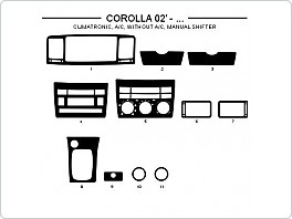 Dekor interiéru Toyota Corolla, 2002-, climatronic, s klimatizací, bez klimatizace, manuální řazení, carbon standart