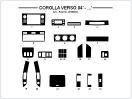 Dekor interiéru Toyota Corolla Verso, 2004-, manuální klimatizace, radio W58810, AL hliník