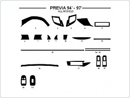 Dekor interiéru Toyota Previa, 1994-1997, všechny modely, AL hliník