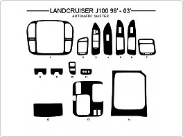 Dekor interiéru Toyota Land Cruiser J100, 1998-2003, automatické řazení, AL hliník