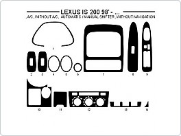 Dekor interiéru Lexus IS 200, 1998-, s i bez klimatizace, bez navigace, carbon standart