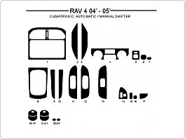 Dekor interiéru Toyota Rav 4, 2004-2005, climatronic, AL hliník