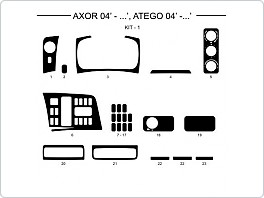 Dekor interiéru Mercedes Atego, 2004-, Axor 2004-, sada 1, tmavý mahagon