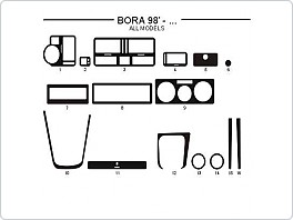 Dekor interiéru Volkswagen Bora 1998-2005, AL hliník