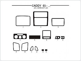 Dekor interiéru Volkswagen Caddy 2003-2010, černý