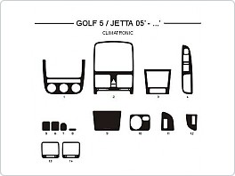 Dekor interiéru Volkswagen Golf 5 2005-2009 climatronic, AL hliník