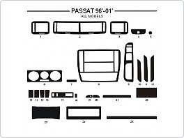 Dekor interiéru Volkswagen Passat 1996-2000, všechny modely, AL hliník