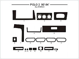 Dekor interiéru Volkswagen Polo 1990-1994, všechny modely, AL hliník