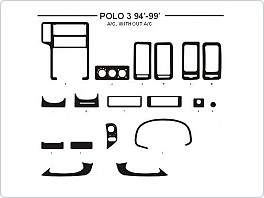 Dekor interiéru Volkswagen Polo 1994-1999, bez klimatizace, s manuální klimatizací, AL hliník