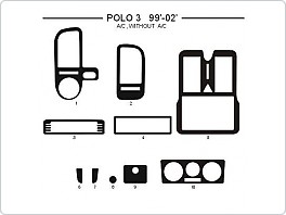 Dekor interiéru Volkswagen Polo 1999-2002, bez klimatizace, s manuální klimatizací, AL hliník