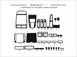 Dekor interiéru Volkswagen Sharan 2001-2008 climatronic, manuál. klima, manuál, automat , AL hliník