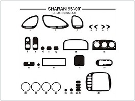 Dekor interiéru Volkswagen Sharan 1995-2000 climatronic, manuál. klima, AL hliník