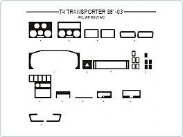 Dekor interiéru Volkswagen T4 Transporter 1998-2003, man. klima, bez klimatizace, černý