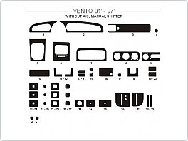 Dekor interiéru Volkswagen Vento 1991-1997, bez klimatizace, manuální řazení, černý