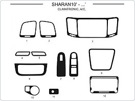 Dekor interiéru Volkswagen Sharan 2010-, climatronic, man. klimatizace, Al hliník