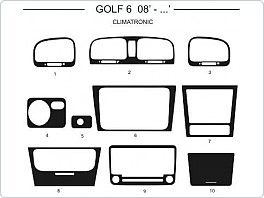 Dekor interiéru Volkswagen Golf 6 2009-, climatronic, Al hliník