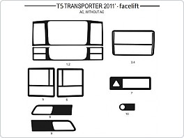 Dekor interiéru Volkswagen T5 2010-, s klimatizací, bez klimatizace, Al hliník