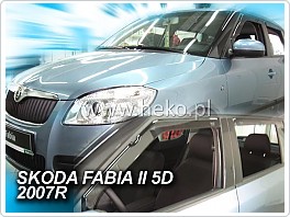 Plexi ofuky oken, deflektory,  Škoda Fabia 2, 2008-2013, přední