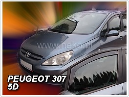 Plexi ofuky oken Peugeot 307, 2001-2008, 5Dveř., přední pár pro hatchback i SW combi