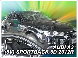 Plexi ofuky oken, deflektory, Audi A3, model 2012-, Sportback 5dveř., přední