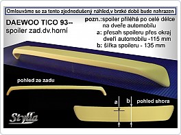 Stříška, zadní spoiler, Daewoo Tico, 93-98