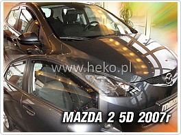 Plexi ofuky, deflektory Mazda 2, 2007-2009 přední + zadní