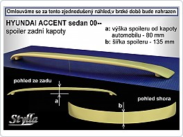 Křídlo, zadní spoiler, Hyundai Accent, 00-03 sedan