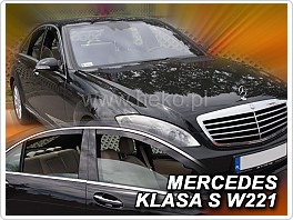 Plexi ofuky, deflektory Mercedes S, W221, 2005-2013 přední + zadní, kr.verze